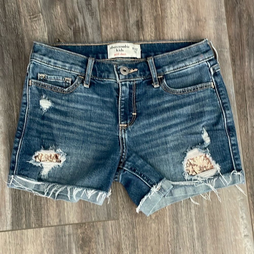 Abercrombie Jean Cut Off Shorts with pops of sequins size 11-12